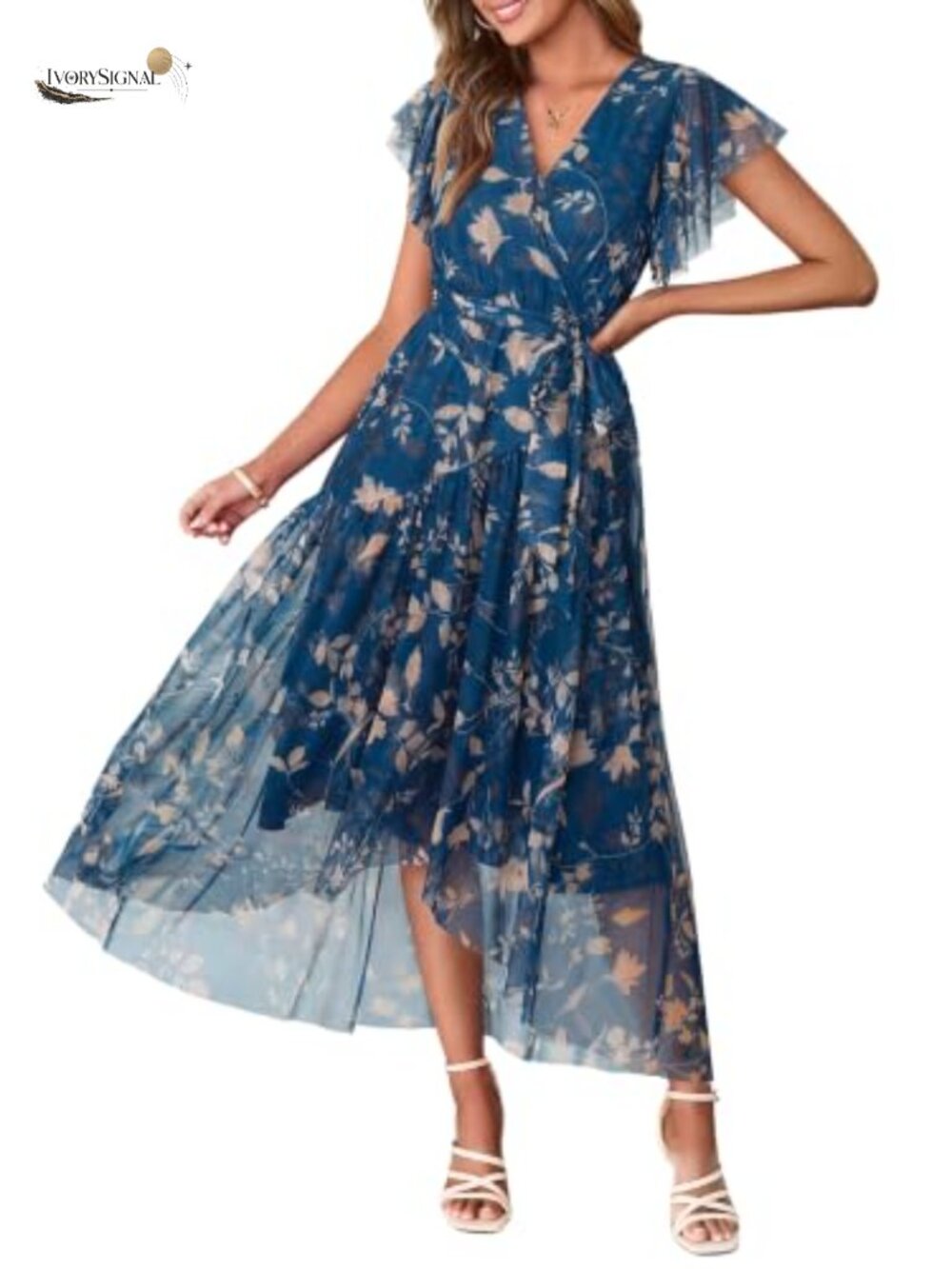 Simplee Floral Belted Flowy Boho Maxi Dress